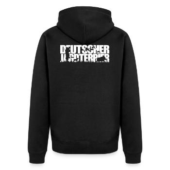 DEUTSCHER JAGDTERRIER Jagdhund - Unisex Premium Bio Zip Hoodie - Schwarz - Hinten - Nico (187cm)