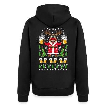 81 Hirsch Rudolph Deer Bier Beer Weihnachtsmann - Unisex Premium Bio Zip Hoodie - Schwarz - Hinten - Nico (187cm)
