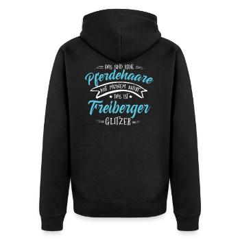 Freiberger Pferde Shirt-Glitzer - Unisex Premium Bio Zip Hoodie - Schwarz - Hinten - Nico (187cm)