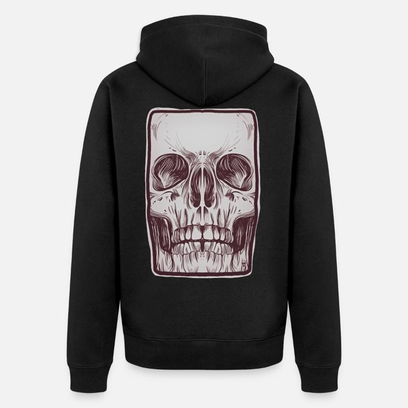 Vorderer Schädel - Unisex Premium Bio Zip Hoodie - Schwarz