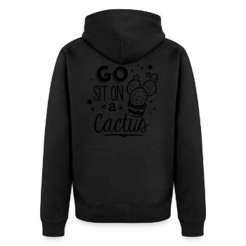 Cactus Funny saying - Unisex Premium Organic Zip Hoodie - black - Back - Nico (187cm)