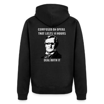 Musik Meme Wagner "14 Hours" - Unisex Premium Bio Zip Hoodie - Schwarz - Hinten - Nico (187cm)