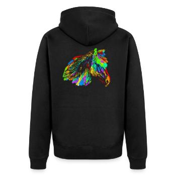 Buntes Pferd - Unisex Premium Bio Zip Hoodie - Schwarz - Hinten - Nico (187cm)