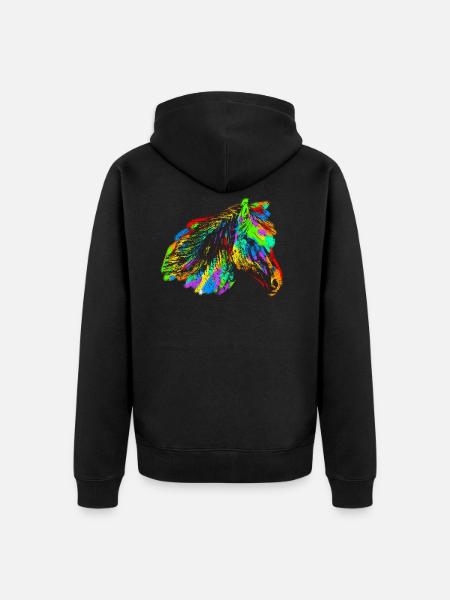Buntes Pferd - Unisex Premium Bio Zip Hoodie - Schwarz