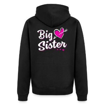 Big Sister - Big sister sibling baby - Unisex Premium Organic Zip Hoodie - black - Back - Nico (187cm)