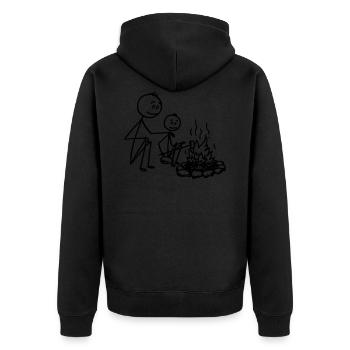Feu de camp / Camping Père et fils T-shirt - Veste à capuche bio Premium Unisexe - noir - Dos - Nico (187cm)