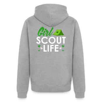 Girl Scout Life - Pfadfinderin Pfadfinderinnen - Unisex Premium Bio Zip Hoodie - Grau meliert - Hinten - Nico (187cm)