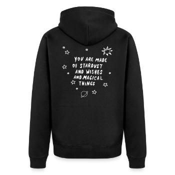 you are made of stardust and wishes magical things - Unisex Premium Organic Zip Hoodie - black - Back - Nico (187cm)