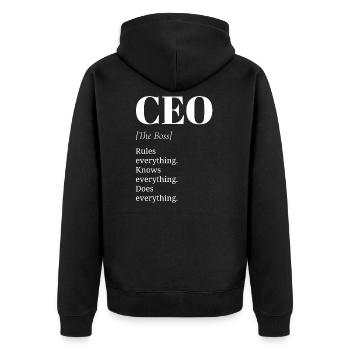 CEO - Unisex Premium Organic Zip Hoodie - black - Back - Nico (187cm)