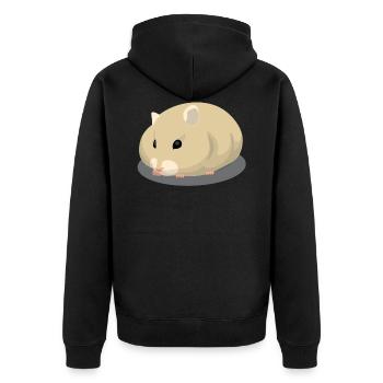 Netter Hell-Braun Hamster - Unisex Premium Bio Zip Hoodie - Schwarz - Hinten - Nico (187cm)