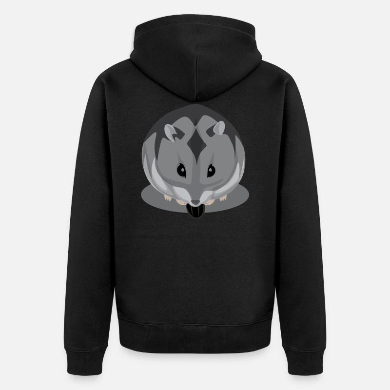Hamster noir et gris mangeant - Veste à capuche bio Premium Unisexe - noir