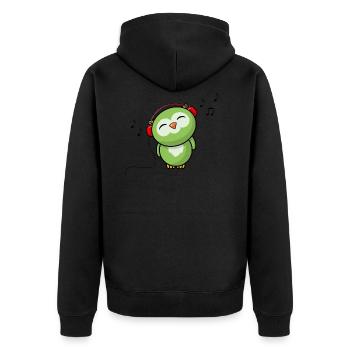 Kleine Musik Eule - Kawaii Bruder Schwester Eulen - Unisex Premium Bio Zip Hoodie - Schwarz - Hinten - Nico (187cm)