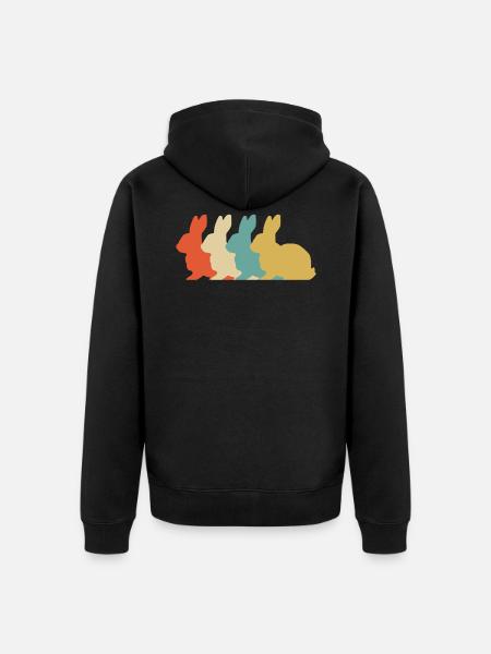 Retro Hase - Unisex Premium Bio Zip Hoodie - Schwarz