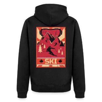Propagande de ski | Sports d'hiver Vacances d'hiver - Veste à capuche bio Premium Unisexe - noir - Dos - Nico (187cm)