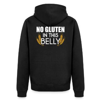 No Gluten In This Belly - Allergie Allergiker - Unisex Premium Bio Zip Hoodie - Schwarz - Hinten - Nico (187cm)