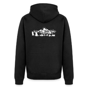 Hundeschlitten Wintersport Shirt Geschenk - Unisex Premium Bio Zip Hoodie - Schwarz - Hinten - Nico (187cm)