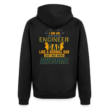 Papa / Vater - Engineer Dad - Tshirt - Geschenk - Unisex Premium Bio Zip Hoodie - Schwarz - Hinten - Nico (187cm)