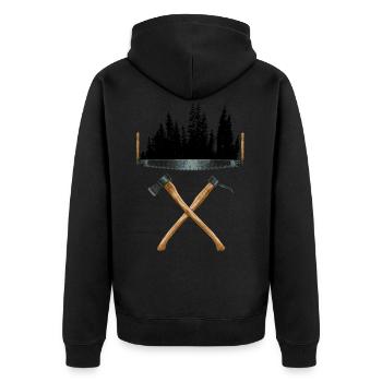 Werkzeuge der alten Forstwirte - Unisex Premium Bio Zip Hoodie - Schwarz - Hinten - Nico (187cm)
