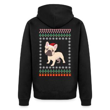 Chien de Noël laid Frenchie bouledogue français - Veste à capuche bio Premium Unisexe - noir - Dos - Nico (187cm)