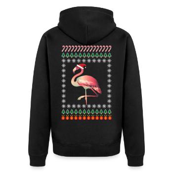 Noël moche Flamingo Christmas - Veste à capuche bio Premium Unisexe - noir - Dos - Nico (187cm)