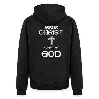Jésus Christ Dieu Christianisme Chrétien Cadeau - Veste à capuche bio Premium Unisexe - noir - Dos - Nico (187cm)