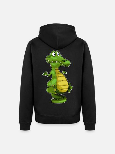 Yoga Krokodil Geschenkidee - Unisex Premium Bio Zip Hoodie - Schwarz