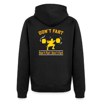 Nicht furzen! - Geschenk - Unisex Premium Bio Zip Hoodie - Schwarz - Hinten - Nico (187cm)
