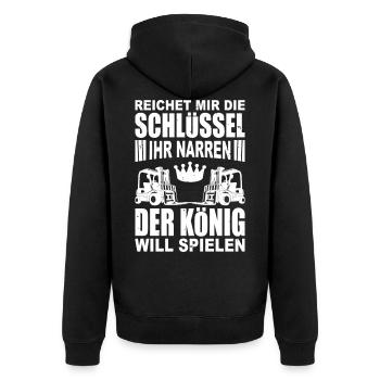 Gabelstapler Stapler Fahrer Geschenk Staplerfahrer - Unisex Premium Bio Zip Hoodie - Schwarz - Hinten - Nico (187cm)