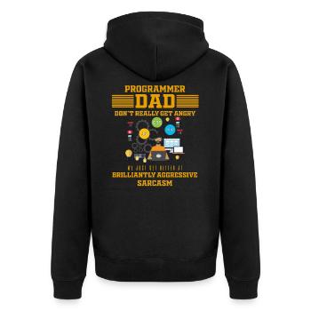 Papa - Père Tshirt - Cadeau - funny - Programmeur - Veste à capuche bio Premium Unisexe - noir - Dos - Nico (187cm)