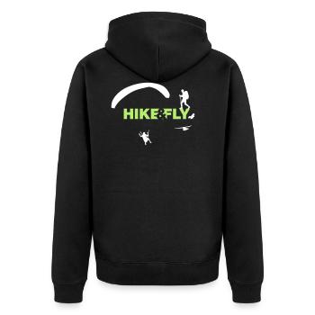 Hike Fly - Unisex Premium Bio Zip Hoodie - Schwarz - Hinten - Nico (187cm)