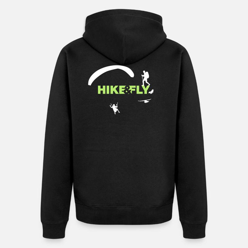 Hike Fly - Unisex Premium Bio Zip Hoodie - Schwarz