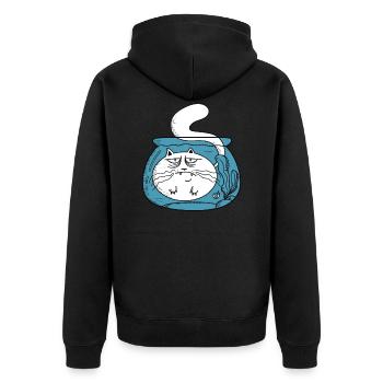 Chat en verre de poisson rouge - Veste à capuche bio Premium Unisexe - noir - Dos - Nico (187cm)