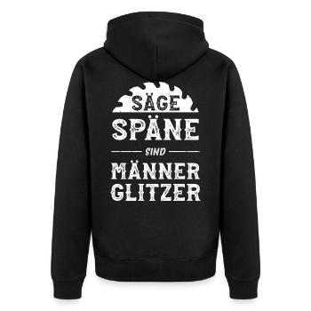 Holz Holzmachen Säge Sägespäne Geschenk Papa Opa - Unisex Premium Bio Zip Hoodie - Schwarz - Hinten - Nico (187cm)
