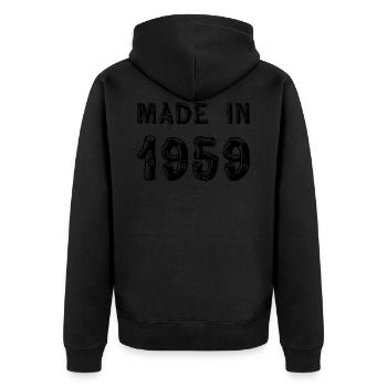 Made in 1959 - Unisex Premium Bio Zip Hoodie - Schwarz - Hinten - Nico (187cm)