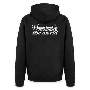 Handstand - Unisex Premium Bio Zip Hoodie - Schwarz - Hinten - Nico (187cm)