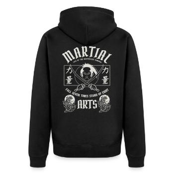 Martial Arts dunkle - Unisex Premium Bio Zip Hoodie - Schwarz - Hinten - Nico (187cm)