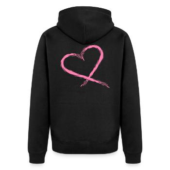 Herz Rosa - Unisex Premium Bio Zip Hoodie - Schwarz - Hinten - Nico (187cm)