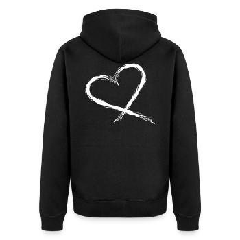 Heart Design Vector White - Unisex Premium Organic Zip Hoodie - black - Back - Nico (187cm)