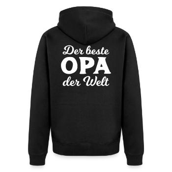 Der beste Opa der Welt - Bester Opi Großvater Papa - Unisex Premium Bio Zip Hoodie - Schwarz - Hinten - Nico (187cm)