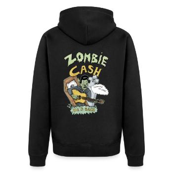 Zombie Cash - Unisex Premium Bio Zip Hoodie - Schwarz - Hinten - Nico (187cm)