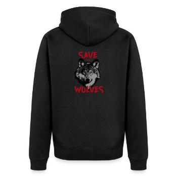 Rettet die Wölfe Tierschutz Wolf Anti Wolfsjagd - Unisex Premium Bio Zip Hoodie - Schwarz - Hinten - Nico (187cm)
