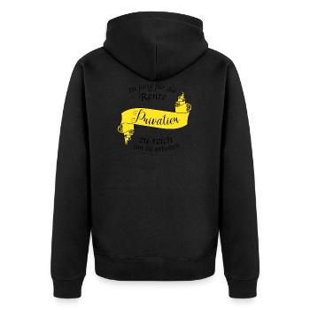 Privatier - zu jung für Rente, zu reich für Arbeit - Unisex Premium Bio Zip Hoodie - Schwarz - Hinten - Nico (187cm)