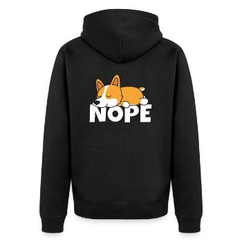 Nope Welsh Corgi Dog Lazy Lazy Fur Gift Idea - Unisex Premium Organic Zip Hoodie - black - Back - Nico (187cm)