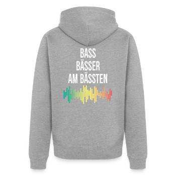 Techno - Unisex Premium Bio Zip Hoodie - Grau meliert - Hinten - Nico (187cm)