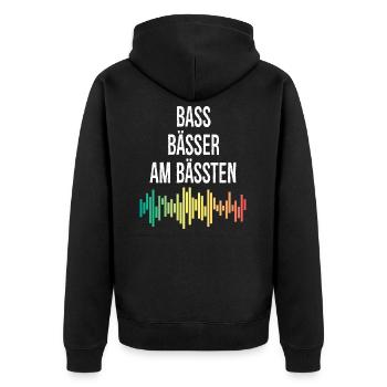 Techno - Unisex Premium Bio Zip Hoodie - Schwarz - Hinten - Nico (187cm)
