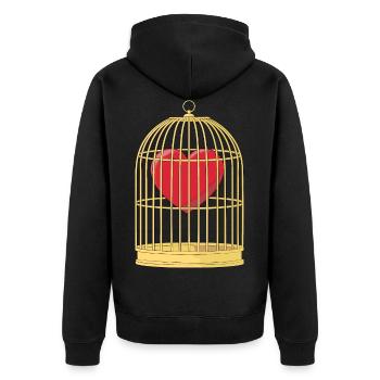 CAGED HEART - CŒUR DANS LA CAGE - Veste à capuche bio Premium Unisexe - noir - Dos - Nico (187cm)