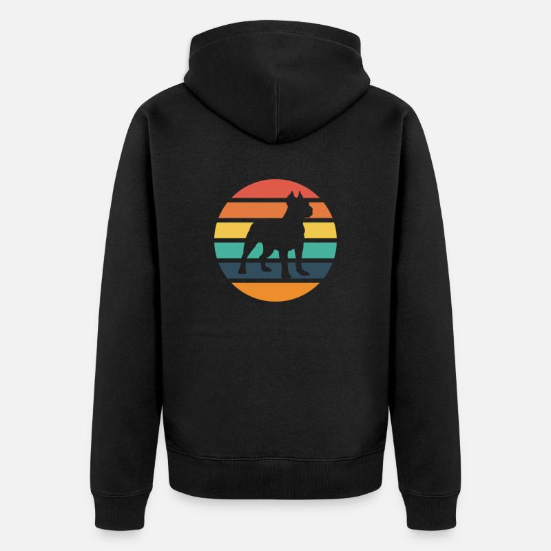 Retro Pitbull Design - Unisex Premium Bio Zip Hoodie - Schwarz