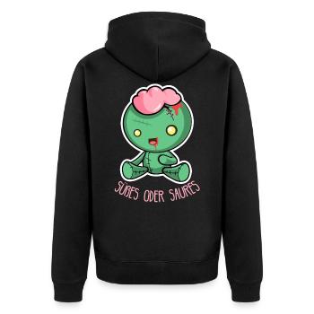 Creepy Halloween Doll - Des bonbons ou un sort - Veste à capuche bio Premium Unisexe - noir - Dos - Nico (187cm)