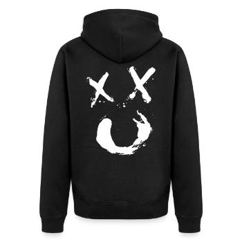 Halloween No.3 (Happy Smile) - white/white - Unisex Premium Organic Zip Hoodie - black - Back - Nico (187cm)