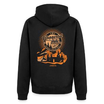 Wuppertal - Unisex Premium Bio Zip Hoodie - Schwarz - Hinten - Nico (187cm)
